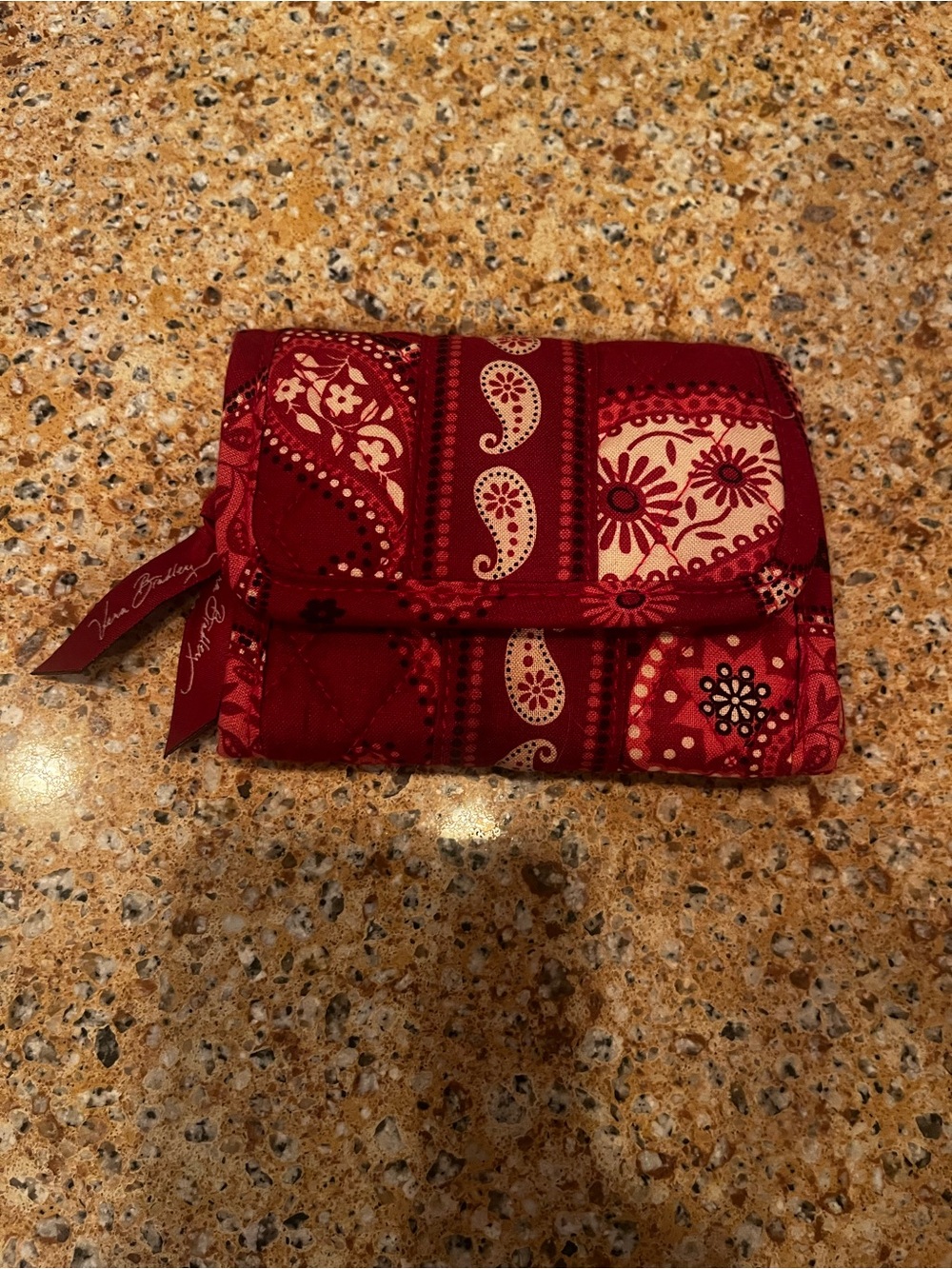 Vera Bradley Red Paisley Quilted Trifold Wallet